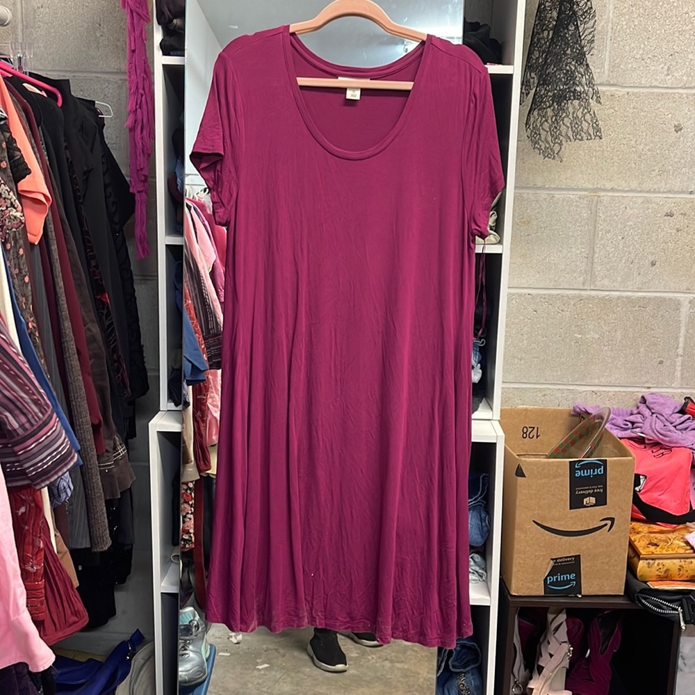 STYLE & CO MAROON PURPLE VERY SOFT DRESS SIZE XL T SHIRT DRESS